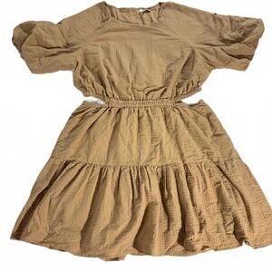 Madewell Cottagecore Seersucker Puff Short Sleeve Cutout Peasant Dress Size XXL